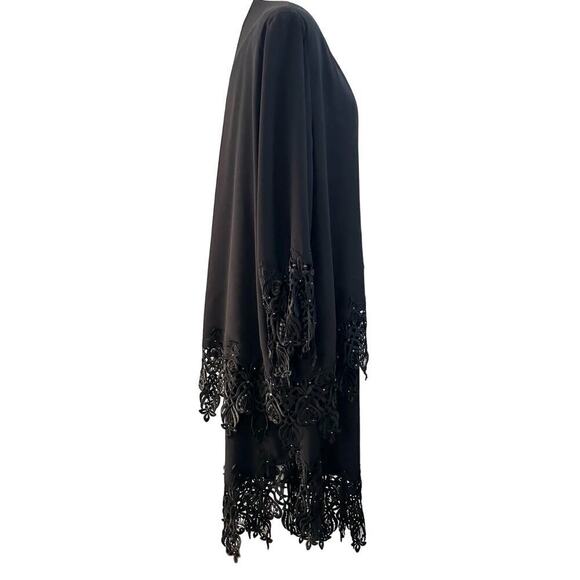 TINA DI MARTINA Black 2-piece Dress Jacket Crochet Lace Rhinestones Asymmetric - Picture 4 of 7